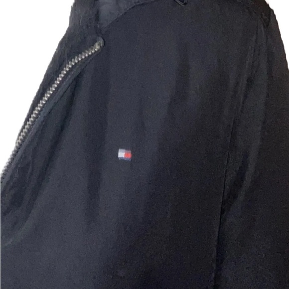 Tommy Hilfiger Womens Medium Black Faux Fur Lined Short Jacket Bomber Jacket EUC - Picture 4 of 10